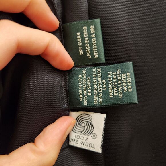 Vtg Ralph Lauren Worsted Wool Royal Crown Crest Navy Double-Breasted Blazer - Picture 13 of 15